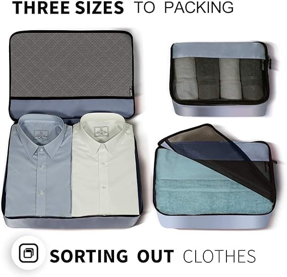 Packing Cubes Organizer Bags For Travel Accessories Packing Cube Compression 6 Set For Luggage Suitcase (Grey Red)4