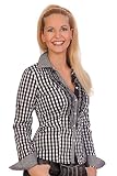 Krüger Dirndl Trachten Bluse, Langer Arm - Sporty - Beere, schwarz, Größe 32