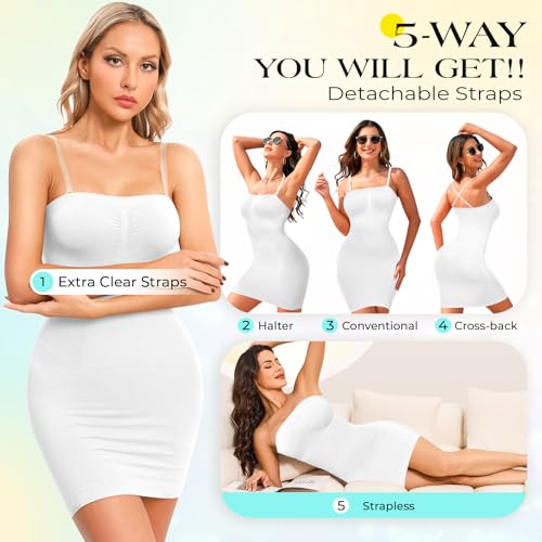 Image of Strapless Shapewear Slips for Tummy Control Women's Full Slip Under Dresses Body Shaper Seamless