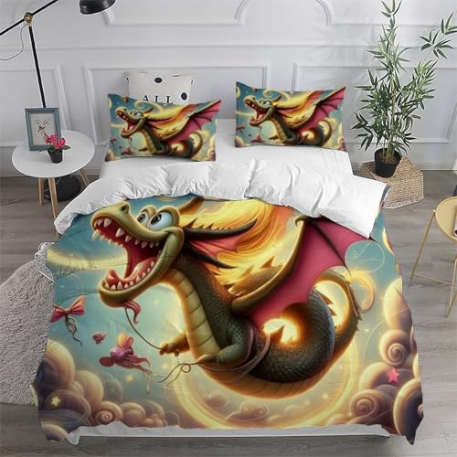 Housse de couette 3D dragon fermeture éclair parure de lit enfant 3 pièces - 6
