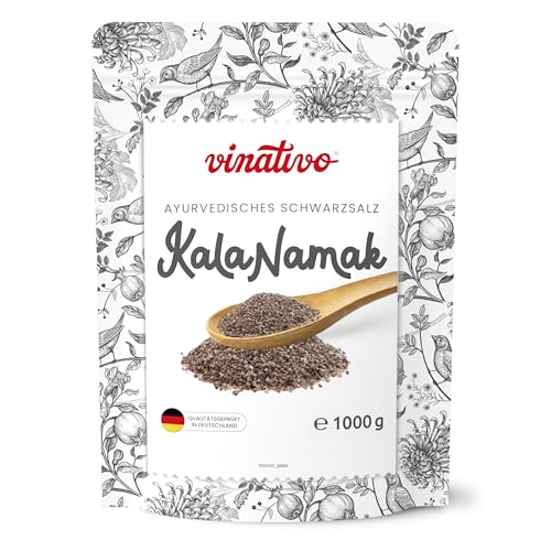 vinativo Kala Namak Salz fein 1kg Premium Qualität naturbelassenes Gourmet Salz- jodfrei Schwarzsalz eignet sich als veganer Ei-Ersatz