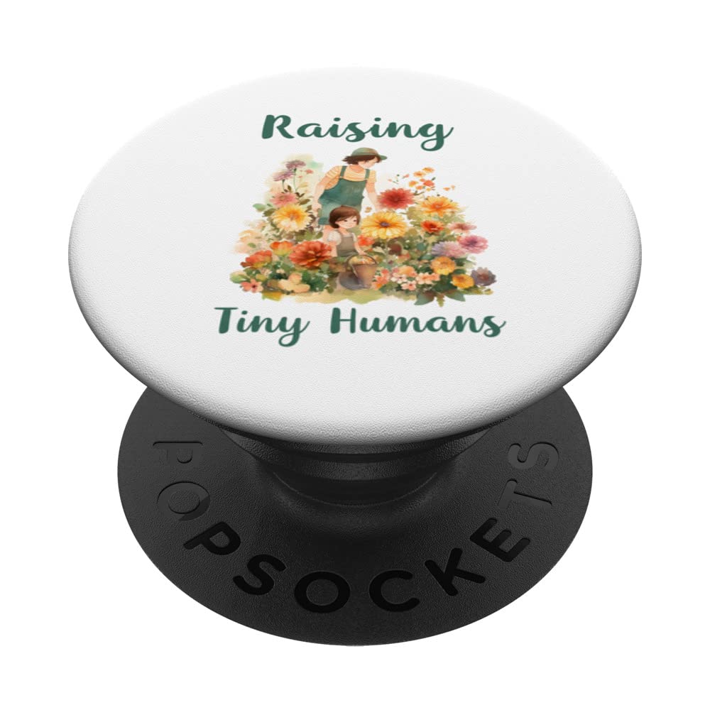 mothers day apparel greatest mom raising tiny humans PopSockets Swappable PopGrip, Black