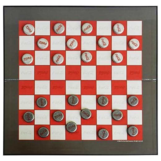 Juego de Mesa con el Tres en Raya y Las Damas con Licencia de la Coca-Cola. Juegos clásicos de Tablero. Incluye 24 chapas de Metal (fichas) y Tablero de cartón
