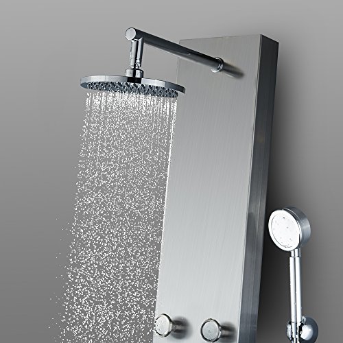 Vantory Shower Panel System Stainless Steel Rainfall With 6 Adjustable Spray Massages Jets,Hand Shower And Tub Spout,Brushed Nickel #TOP4