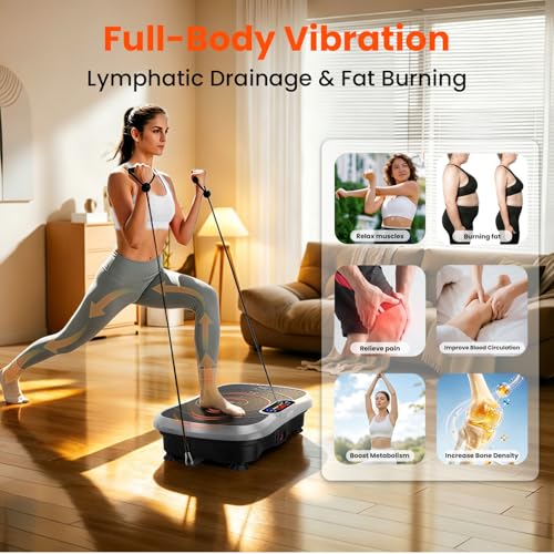 Image of AXV Vibration Plate Fitness Platform Exercise Machine Vibrating Shaking Full Body Shaker Workout Vibrate Stand Shake Board Sport for Weight Loss Fat Burner for Gym Home Office
