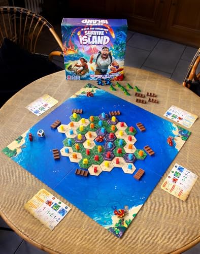 Asmodee - Survive The Island - Jeu de Société Famille pour Enfants dès 8 Ans - Jeu de Survie - Échappez à Une île en Train de sombrer avec Trésors et Monstres - 45 Min - 2 à 5 Joueurs - en Français