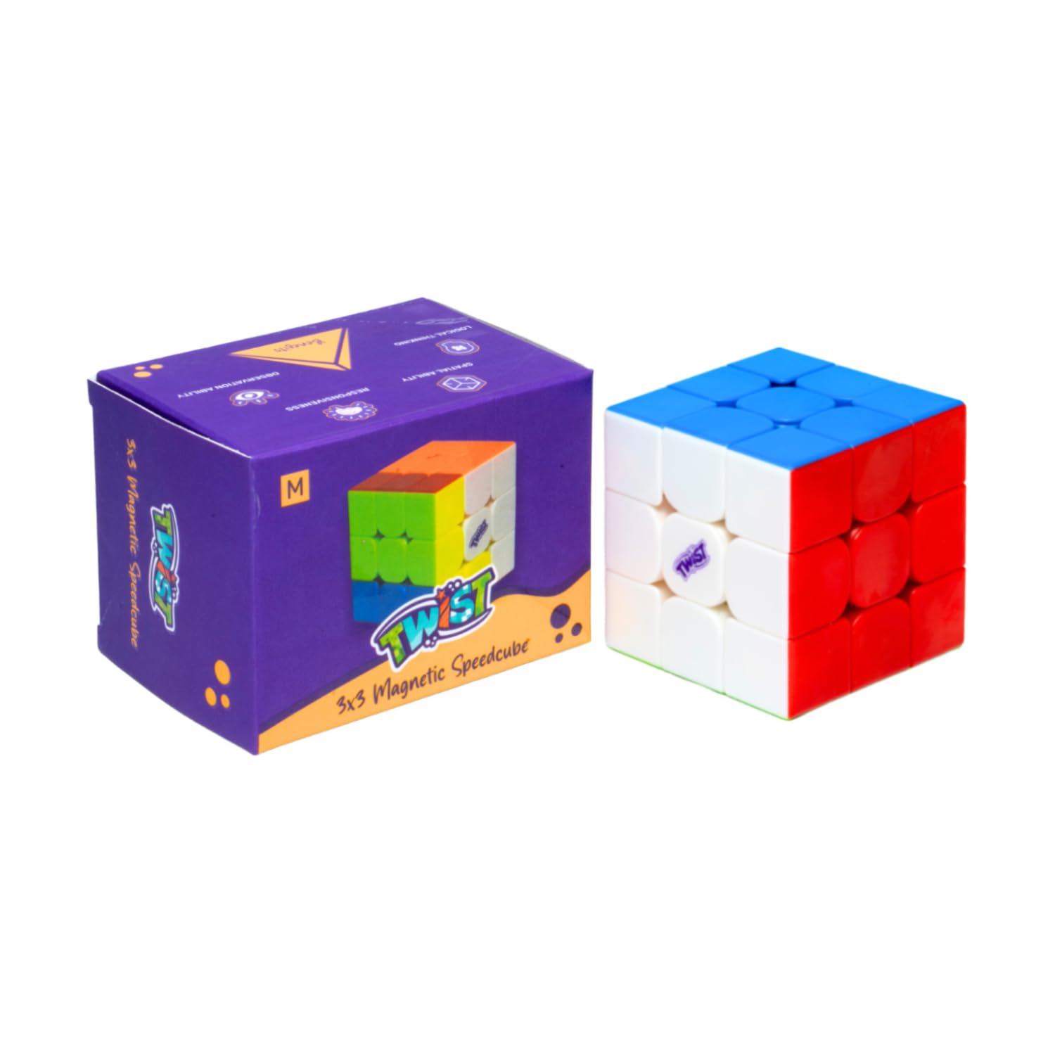 Cubelelo Twist 3M 3x3 (Magnetic) Stickerless Cube | Stickerless Speed Cube for Kids & Adults | Features Anti-Pop & Anti-Sticky Design | Magic Speedy Stress Buster Brainstorming Puzzle (Multicolor)