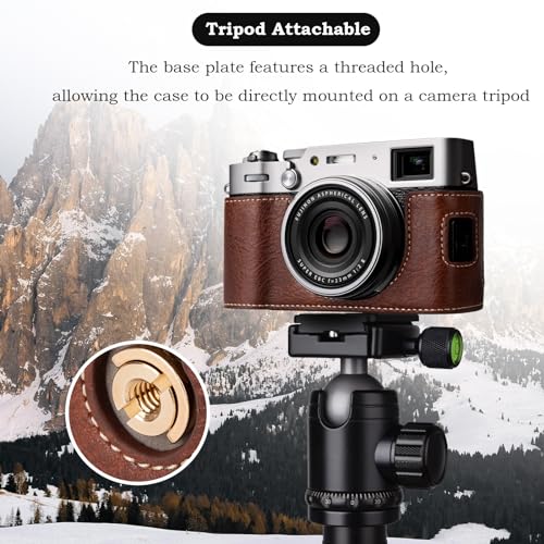 VOVMOEYA X100VI Camera Case,PU Leather Camera Half Case Compatible with Fujifilm X100VI Digital Camera, Brown - Image 4