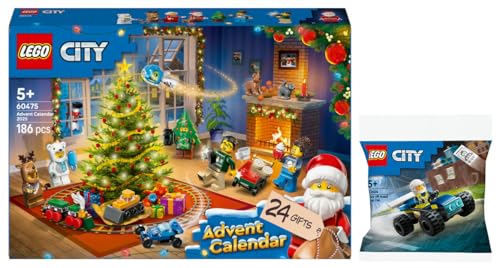 Calendrier de l'Avent Lego 2 en 1 : 60475 Calendrier de l'Avent 2025 City & 30664 Buggy de police de terrain