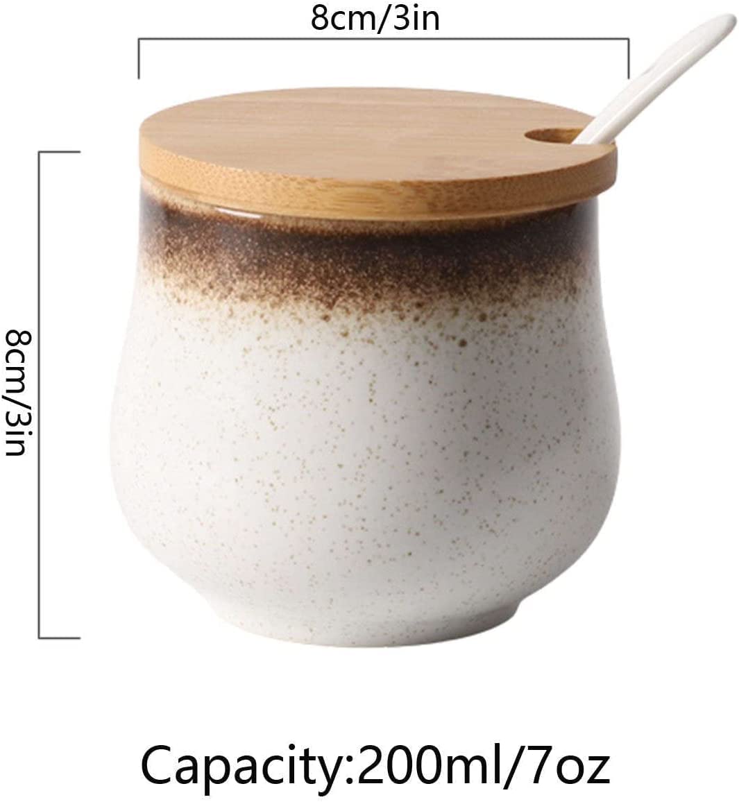 Azucarero de cerámica, jarra for crema, tarro de cerámica retro for almacenar, azucarero pequeño de 200 ml (7 oz), recipiente for azúcar, tarro for especias, for cafetería, restaurante, hogar-g-200 ml