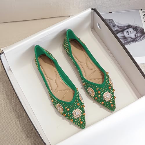Women's Flats Comfortable Pointed Rhinestone Ballet Flats for Wedding Parties Work Dates Sparkle Elegant Dress Flats2