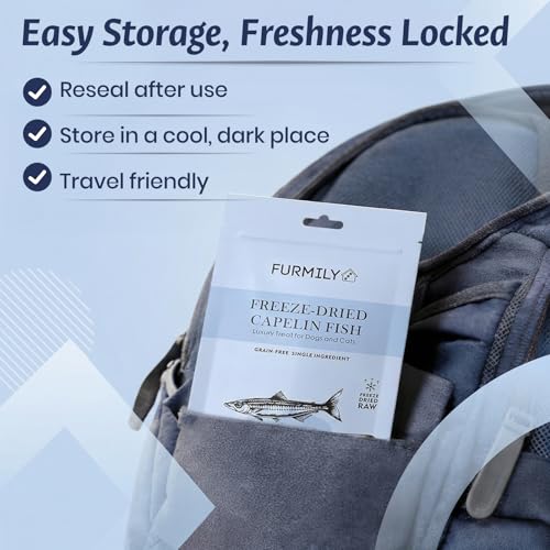 FURMILY Cat Treats Freeze Dried Fish for Cats, Freeze Dried Capelin Fish Treats for Dogs (40g), 100% Capelin Fish, Rich Protein, No Additives, Easy Digestion for Cats and Dogs - Image 6