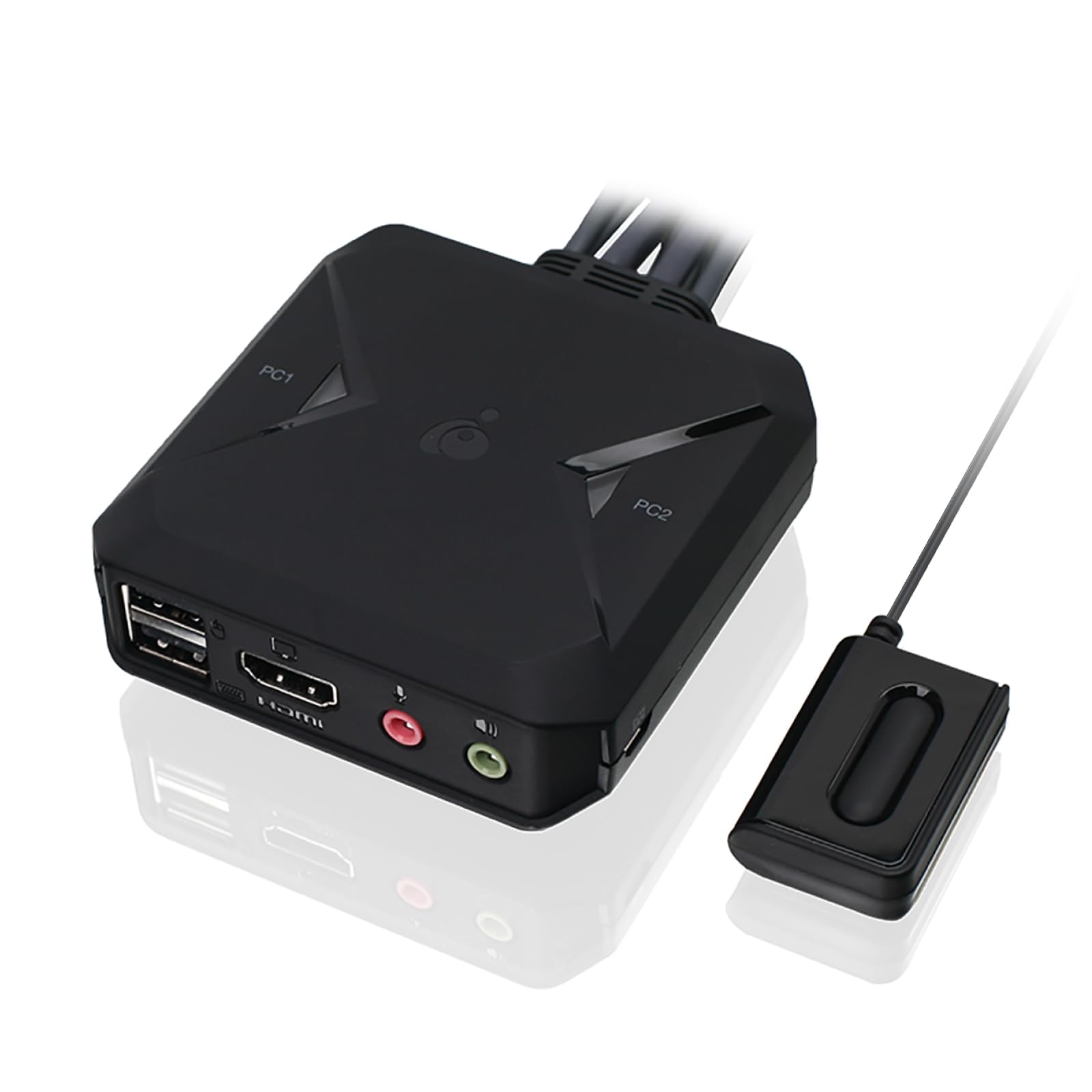 IOGEAR HDMI KVM Switch 2 PC 1 Monitor 4K@60Hz USB KVM Switch mit Audio, Kabel und Fernbedienung Plug-n-Play USB-Hub gemeinsame Nutzung von USB-Peripheriegeräten, kompatibel mit Windows Mac und Linux
