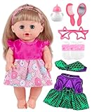 GAGAKU Baby Doll with Hair, 12' Baby Dolls for Girls 3 4 5 6 Years Old, Baby Doll for Toddlers Kids, 12 Inch Baby Dolls with Accessories