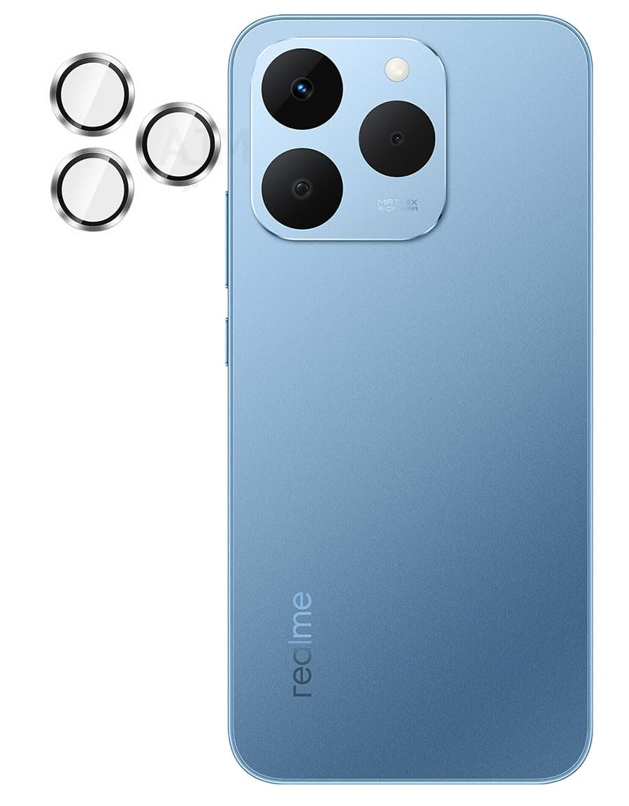 AJM Camera Lens Protector Compatible with Realme 15T, 9H Tempered Glass Camera Guard, HD Clear Anti Scratch Lens Protection, Bubble Free Easy Installation, Metal Ring Camera Cover (Silver)-image-32