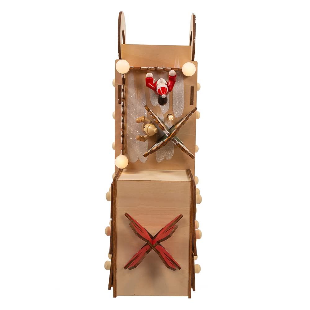 Kurt S. Adler Kurt Adler Adventskalender, batteriebetrieben, 6 LEDs, Weihnachtsmann-Schlitten, 21,6 cm, Hellbraun
