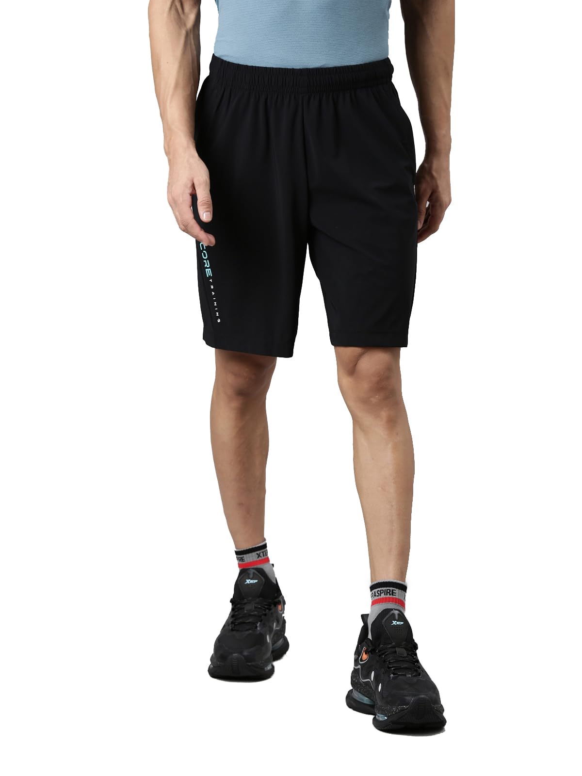 xtep Core Training Series, Sports Elastic Performance (Improved Performance), Knitted & Elastic Comfort, Polyamide + Elastane, Regular Fit, Long Shorts for Men (Black)-picture-38