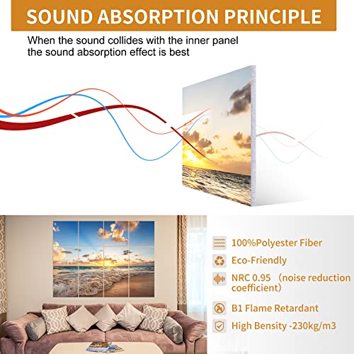 Dmsky Art Acoustic Panels,48“x36”Acoustical Wall Panel, Decorative Sound Absorbing Panel for Walls, Studio Acoustic Treatment Soundproof Wall Panel,12 Pack,Beach - Thumbnail 2