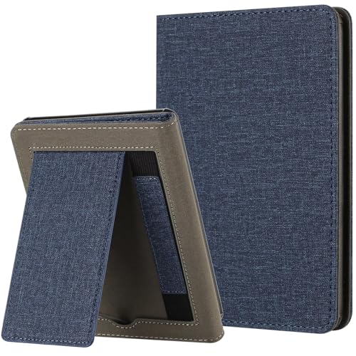 MOKASE for 6.8" Kindle Paperwhite 11th Generation 2021 Case (Model: M2L3EK / M2L4EK), Cloth Hard PC Stand Cover, Auto Wake/Sleep with Hand Strap for Kindle Paperwhite & Signature Edition, Dark Blue