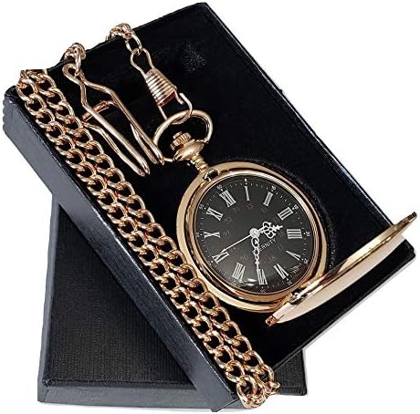 Miniatura 9 de Reloj de bolsillo personalizable con grabado personalizado, con cadena y caja incluida, grabado incluido, viene en 4 colores