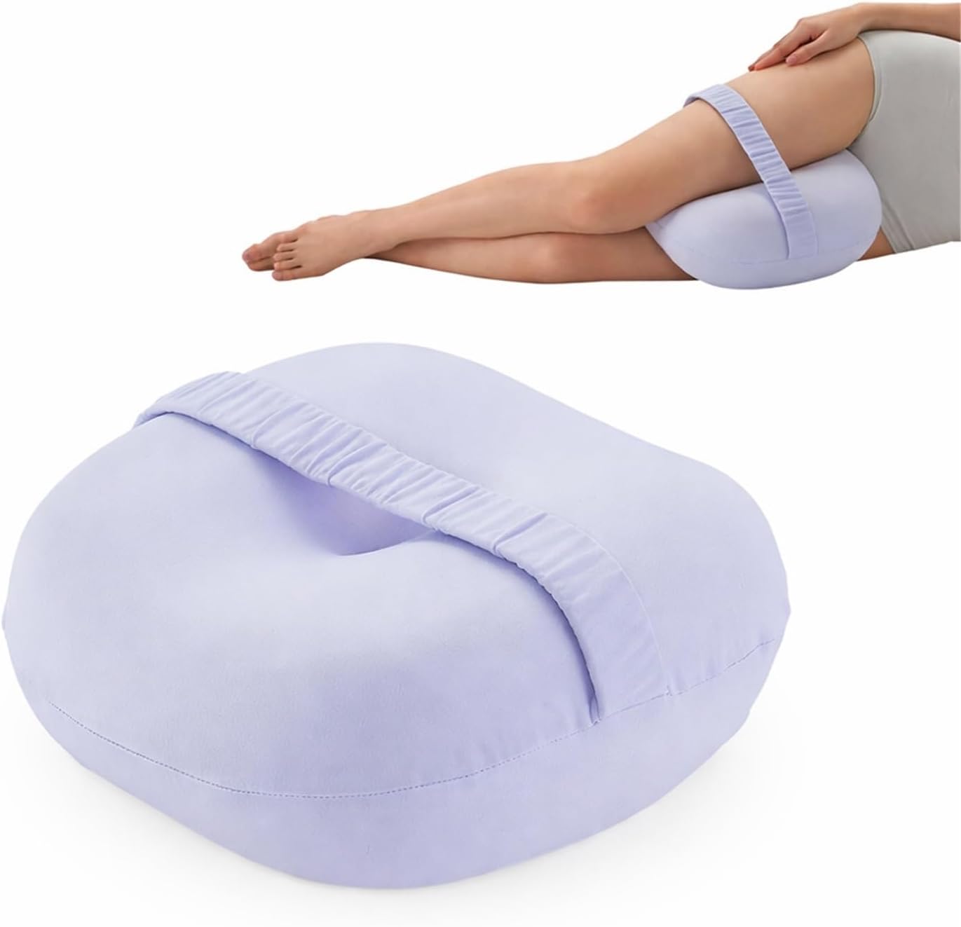 Knee Pillow for Sleeping, Between Knee Leg Pillow with Memory Foam, Ergonomic Leg Support Cushion with Adjustable Strap, Washable Cover