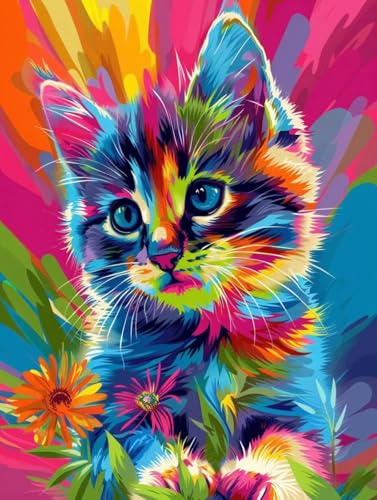5D Diamond Art Point de Croix Cristal Chat : Peinture Diamant 80x110