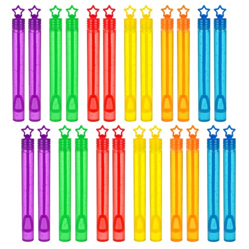 KIPEREE 36 Pack Bubbles Party Bag Fillers for Kids Star Shaped Multicolor Bubble Wands Perfect for Boys and Girls 3+