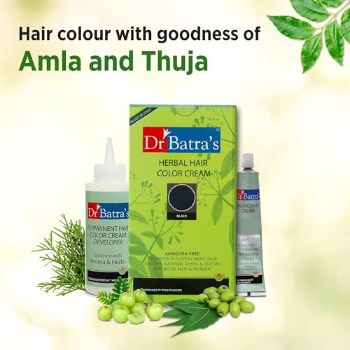 Image of Dr Batra's Herbal Hair Colour Black 130g (Pack Of 2) | Ammonia-Free Grey Coverage | With Henna, Amla & Thuja | Long-Lasting Natural Shine | For Men & Women