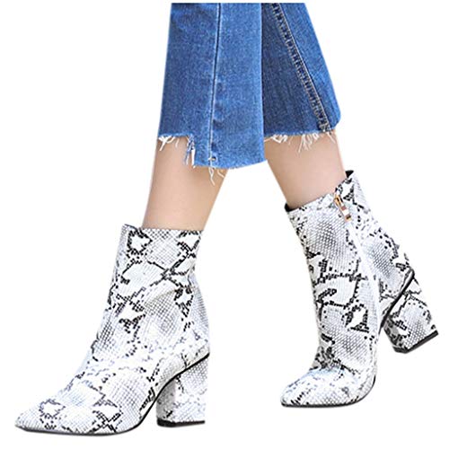 Chunky Heel Pumps Ankle Boots Zipper 