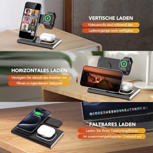 Aimtel 3 in 1 faltbare kabellose Ladestation für Apple Geräte