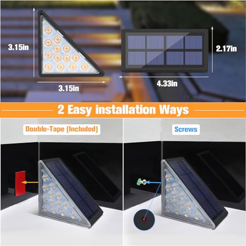 Solar Step Lights for Outdoor Spaces - 80 Lumen, Waterproof IP67 - (Black, 12 Pack)