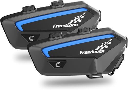 FreedConn Auriculares Bluetooth para motocicleta, FX 2-10, intercomunicador de 4,921.3 ft, sistema de comunicación de motocicleta, intercomunicador