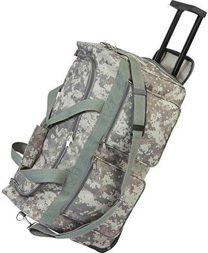 Digital Camo 21'' Rolling Duffle Trolley Bag Wheels Luggage Cart Carry on Gear