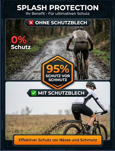OVTSPO Fahrrad Schutzblech Set 20-26Zoll Robuste und Spritzschutzset Verstellbarer Schutzbleches MTB für Vorder- und Hinterrad Universalgröße für Mountainbikes und Cityräder (Schwarz)