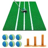 Golf Style ゴルフマット 白線 マット 素振り 軌道確認 スイング ドライバー アイアン パター 練習器具 室内 屋外 人工芝 SBR 50×75cm Eセット GS-5075-3line ラバー (ブルー)