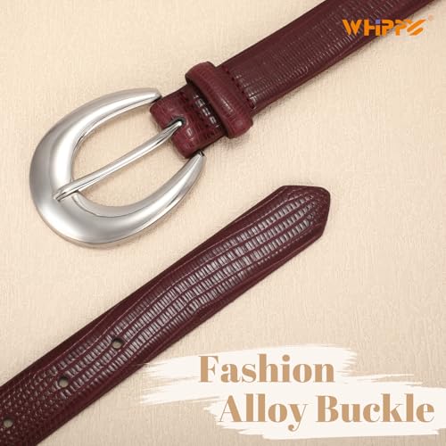 WHIPPY Women Leather Skinny Belt for Jeans Pants Dresses Fashion Ladies Waist Belt with Gold Silver Buckle3