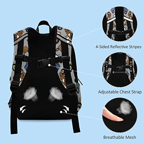 Tractors Car Kids Backpack for Boys Girls, Children Bag Preschool Bookbag with Chest Strap for Daycare Kindergarten Travel4