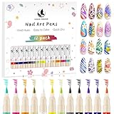 12 Colors Nail Art Pens Set, 3D Acrylic Paint Nail Polish Pens for Drawing &Dotting, Quick-Dry Nail Art Markers with Fine Tip, Manicure Design Tools for DIY Nail Art at Home & Salon