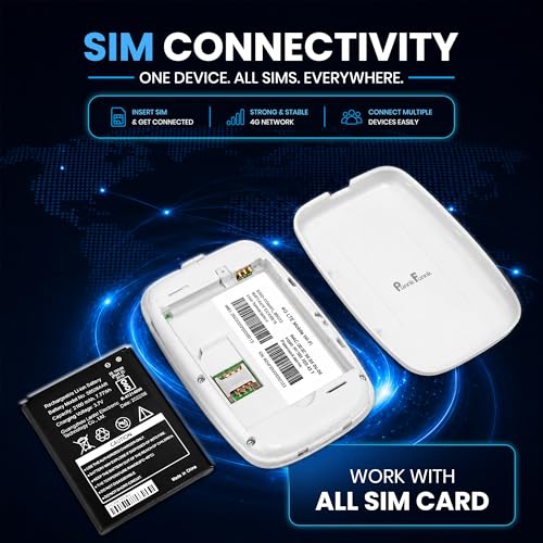 Image of PunnkFunnk 4G LTE Portable WiFi Hotspot Device, 2100Mah Rechargeable Battery, SIM Card Supported 150Mbps Wireless Hotspot, High-Speed Device, Multi-Device Connectivity (White)