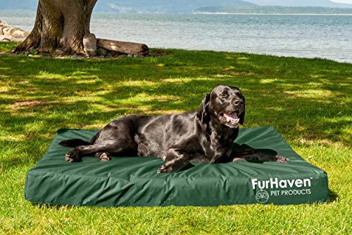 Image of Furhaven Water-Resistant Orthopedic Dog Bed for Large Dogs w / Removable Washable Cover, For Dogs Up to 125 lbs - Indoor /Outdoor Logo Print Oxford Polycanvas Mattress - Forest, Jumbo Plus /XXL