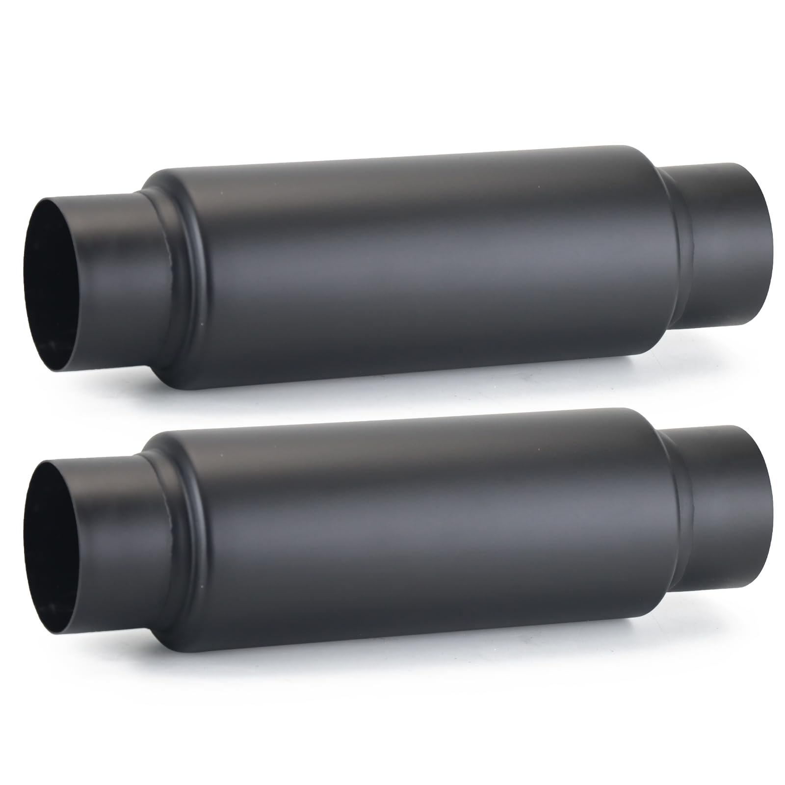 A-KARCK 2 Pack 3" Inlet Exhaust Resonator, 3" Inlet 3" Outlet 13.8" Overall Length Muffler Resonator Stainless Steel,Polished (Black)