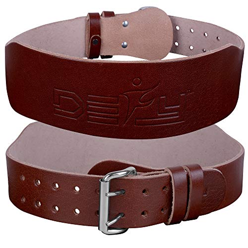 DEFY Genuine Leather Adjustable Weightlifting Belt Heavy Duty Bodybuilding Belt Training Belt Powerlifting Gym Belt Single Piece with Steel Buckle Natural Color