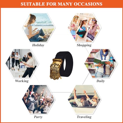 Vintage Men's Ratchet Belt Adjustable Nylon Waist Strap Classics Carved Dragon Belts for Jeans Casual Pants3