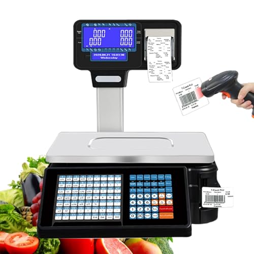 Báscula digital con impresora térmica y etiqueta doble cara
