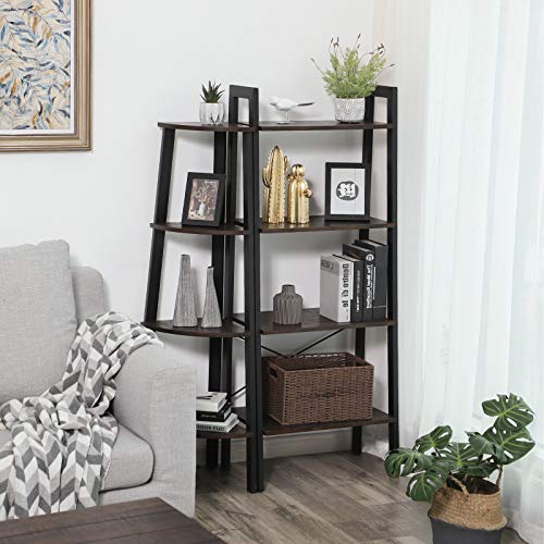 Image of VASAGLE 4-Tier Corner Shelf Stand, Modern Ladder Shelf