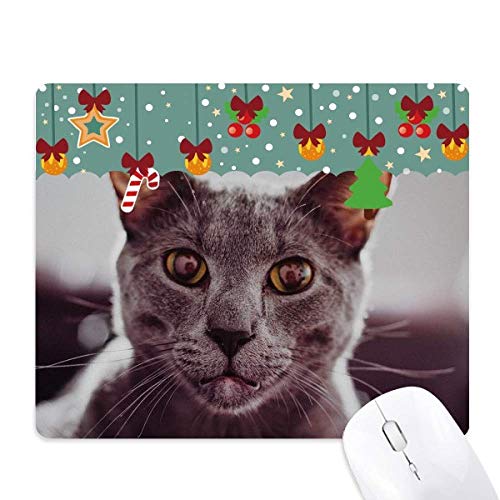 Tapis de souris chat gris anti-glisse protège-poignet en caoutchouc