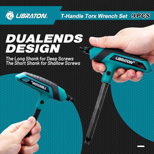 Image of LIBRATON T Handle Torx Set T10-T50, Torx T Handle Set, Torx Wrench Set | 9PCS Two-Tip Torx Star Wrench, Torx Screwdriver Set for Auto Repair, Bike Maintenance and DIY, Includes Storage Rack