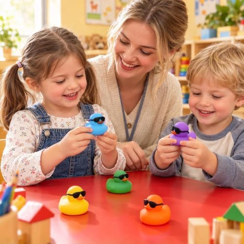 12 Pack 2.2" Mixed Rubber Ducks With Sunglasses, Baby Bath Toys — 사진 5