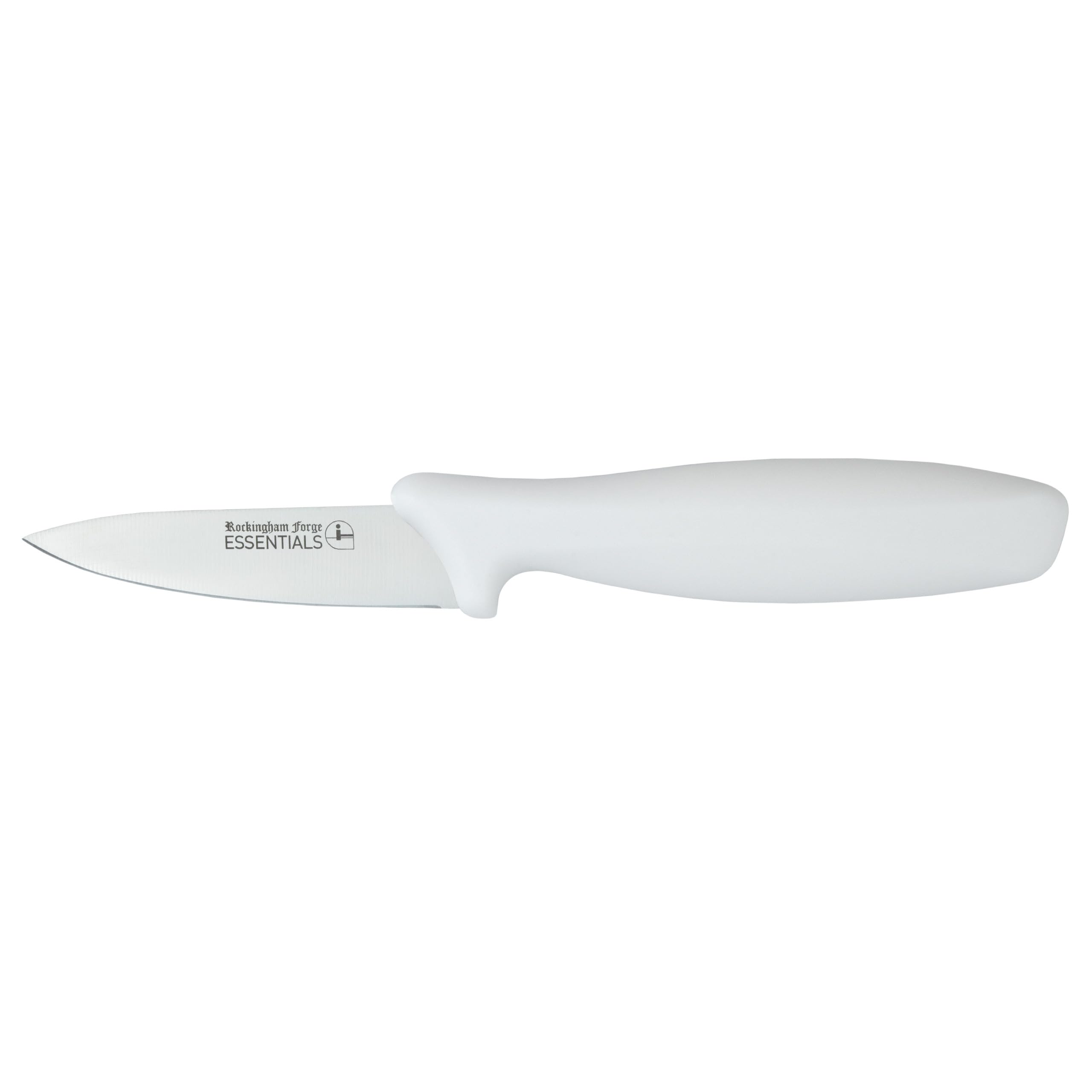 Rockingham Forge Essentials White Handle Utility Knife 12.5cm for Bakery & Dairy - Coloured Knives for Food Hygiene, Allergen and Intolerance - Colour Coded Stainless Steel Kitchen Knives