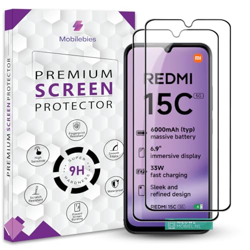 Image of Premium Tempered Glass Screen Protector Guard For Redmi 15C 5G (6.9 Inch, Pack of 2) | Edge to Edge Coverage With Easy to installation kit